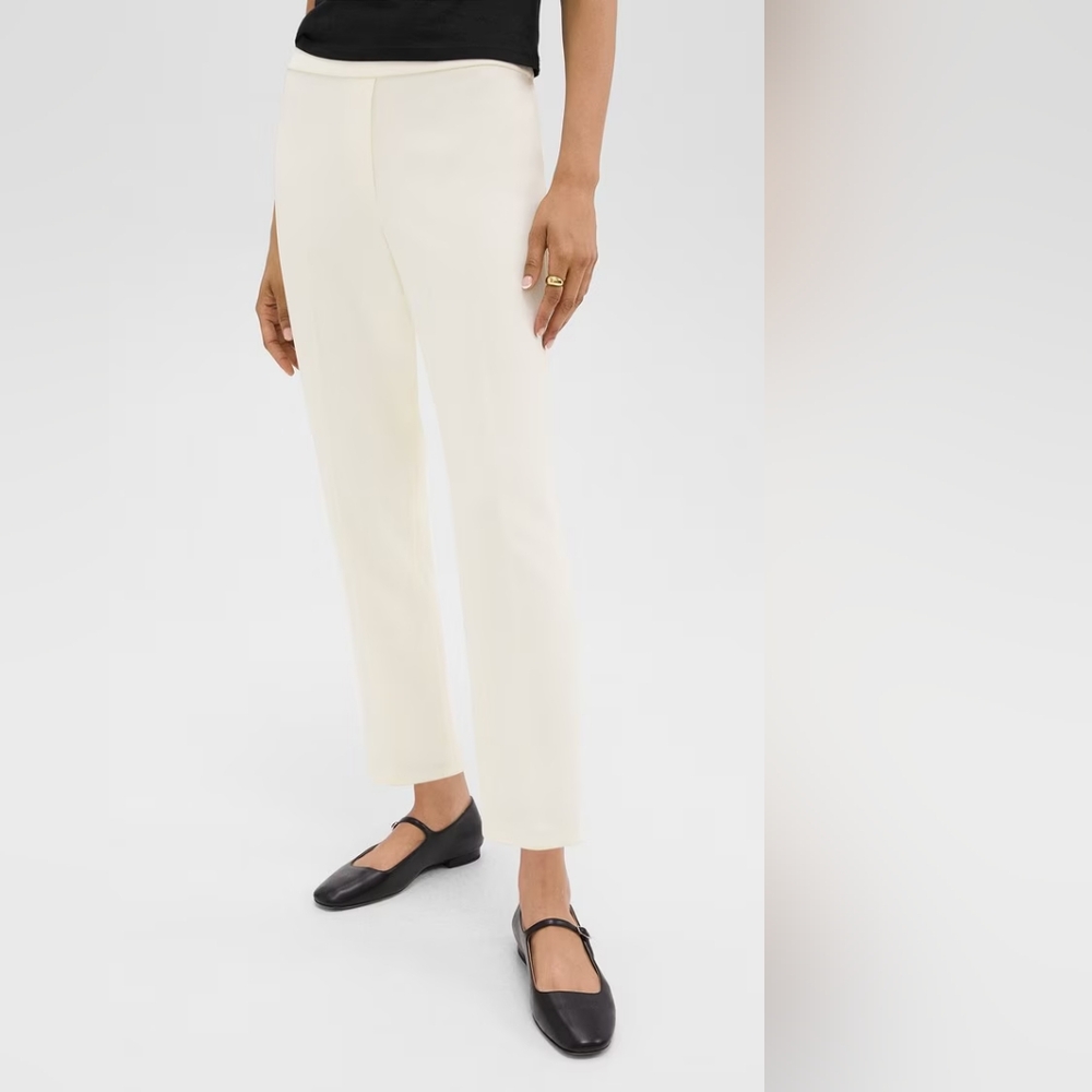 EUC Theory Off-White Ivory Treeca Linen Blend Pull-On Pant